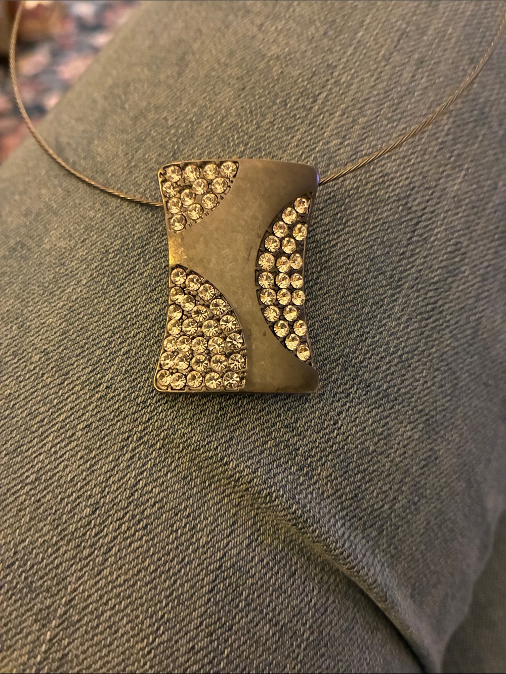 Lia Sophia Gunmetal Pendant Necklace with Crystal Accents
